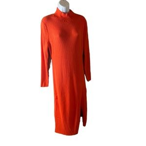 H&M Orange Ribbed Sweater Dress